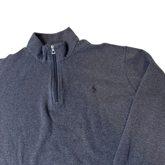 Polo Ralph Lauren Men's Charcoal Heather Herringbone 1/4 Pullover Sweater XL - Picture 3 of 14